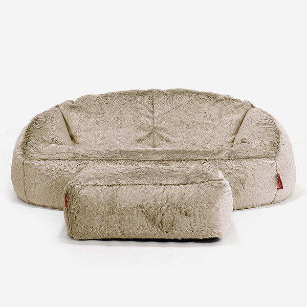 Bubble Sofa Bean Bag - Faux Rabbit Fur Golden Brown 01