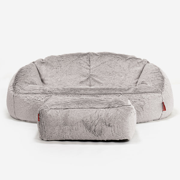 Bubble Sofa Bean Bag - Faux Rabbit Fur Light Grey 01