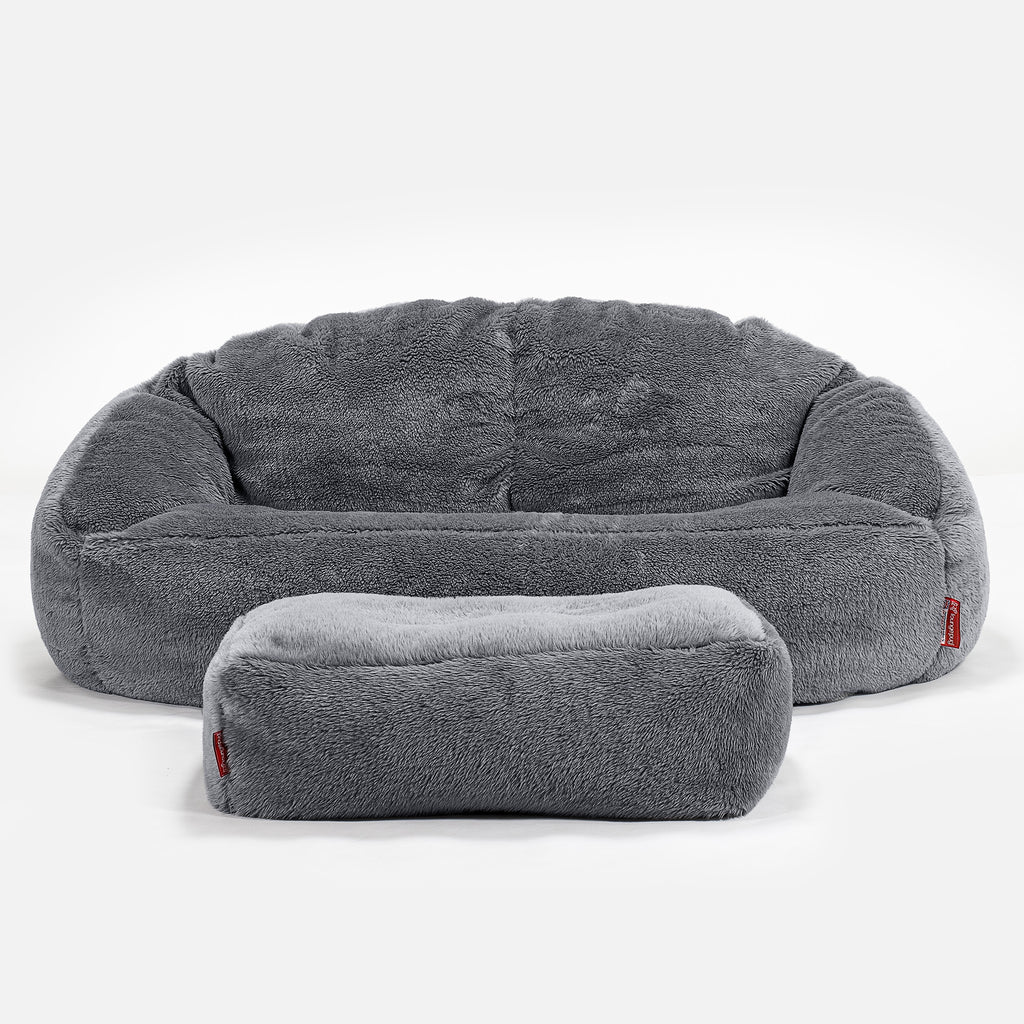Bubble Sofa Bean Bag - Teddy Faux Fur Dark Grey 02
