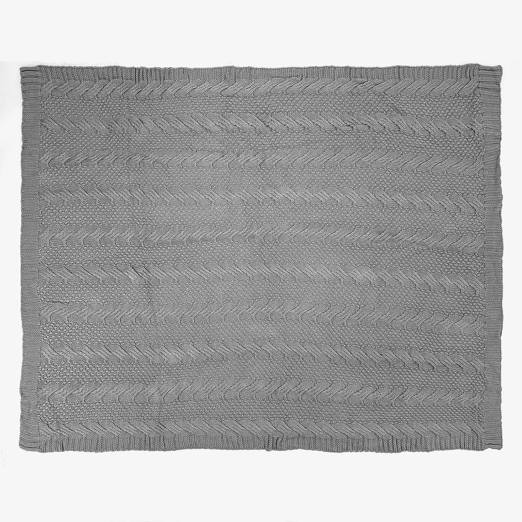 Throw / Blanket - 100% Cotton Cable Grey 03