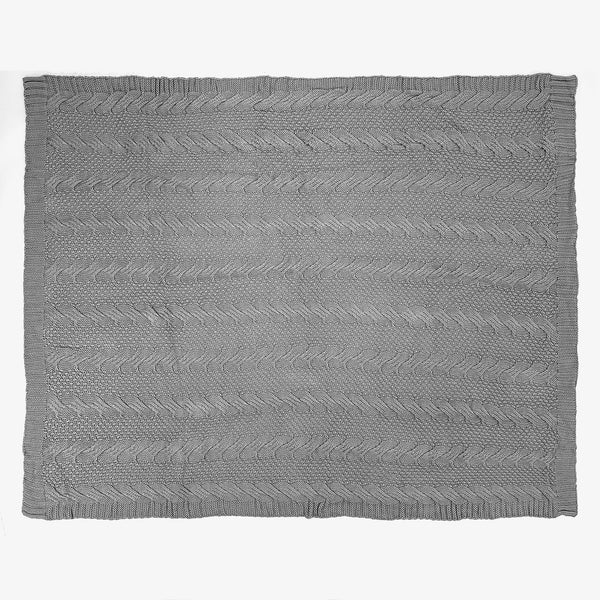 Throw / Blanket - 100% Cotton Cable Grey 01