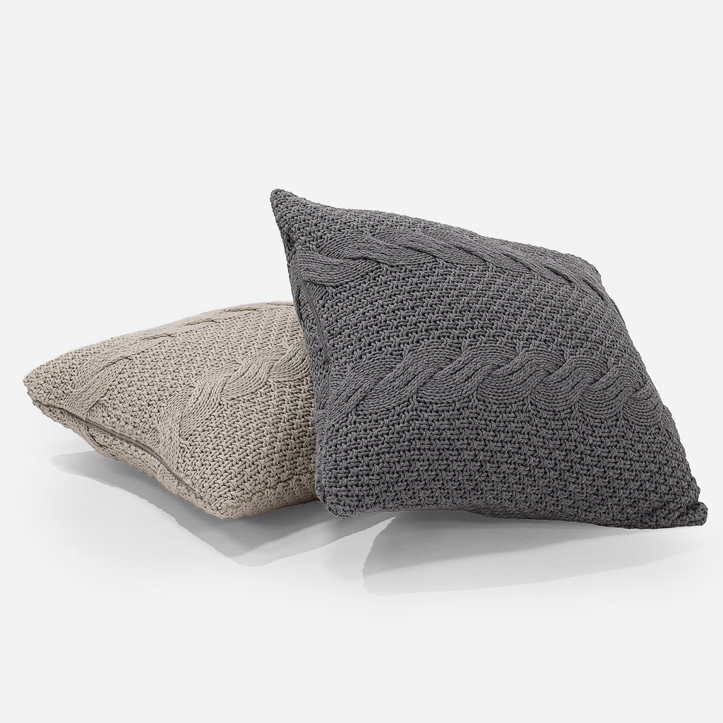 Decorative Cushion 47 x 47cm - 100% Cotton Cable Grey