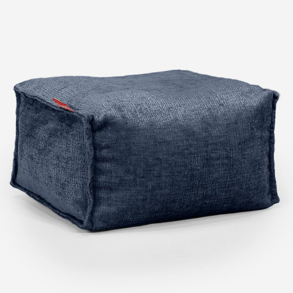 Small Footstool - Chenille Navy Blue 01