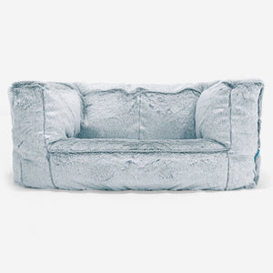 Albert Kids Sofa Bean Bag 2-6 yr - Fluffy Faux Fur Rabbit Dusty Blue
