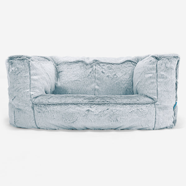 Albert Kids Sofa Bean Bag - Faux Rabbit Fur Dusty Blue 01