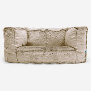 Albert Kids Sofa Bean Bag 2-6 yr - Fluffy Faux Fur Rabbit Golden Brown