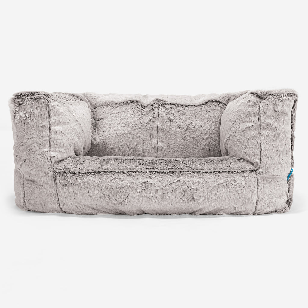 Albert Kids Sofa Bean Bag - Faux Rabbit Fur Light Grey 01