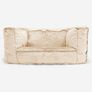 Albert Kids Sofa Bean Bag 2-6 yr - Fluffy Faux Fur Rabbit White
