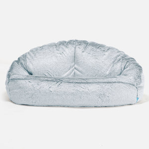 Bubble Kids Sofa Bean Bag 2-6 yr - Fluffy Faux Fur Rabbit Dusty Blue