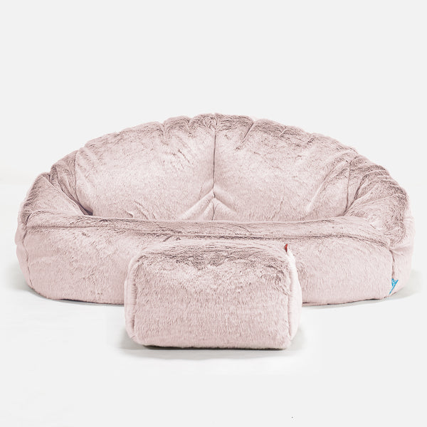 Bubble Kids Sofa Bean Bag - Faux Rabbit Fur Dusty Pink 01