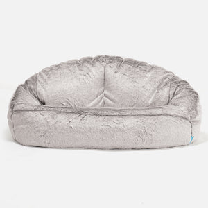 Bubble Kids Sofa Bean Bag 2-6 yr - Fluffy Faux Fur Rabbit Light Grey