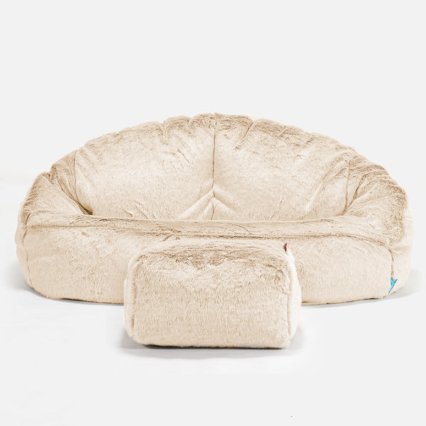 Bubble Kids Sofa Bean Bag - Faux Rabbit Fur White 01