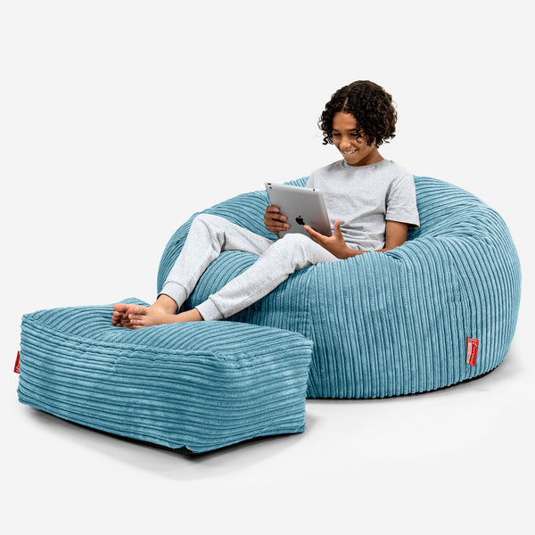 Children's Bean Bag Sofa 6-14 yr - Cord Aegean 01