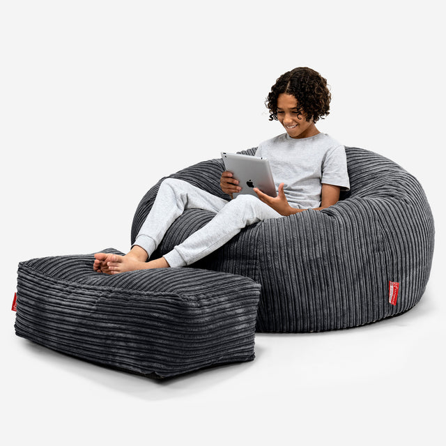 Children's Bean Bag Sofa 6-14 yr - Cord Black 01