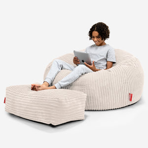 Children's Bean Bag Sofa 6-14 yr - Cord Ivory