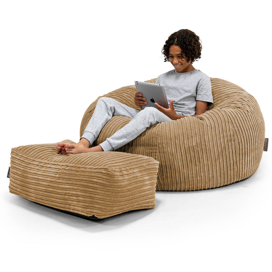 Children's Bean Bag Sofa 6-14 yr - Cord Sand 01