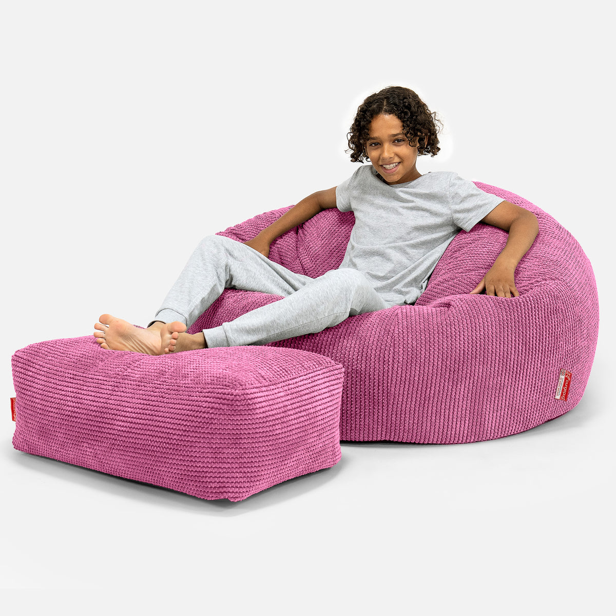 Lounge Pug Classic Children s Bean Bag Sofa Pom Pom Pink Large