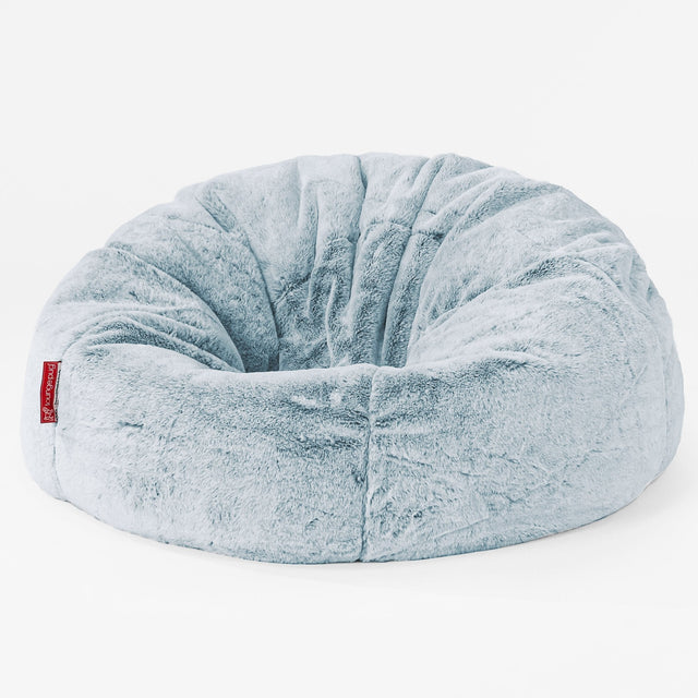 CloudSac Kids' Memory Foam Giant Children's Bean Bag - Faux Rabbit Fur Dusty Blue 01