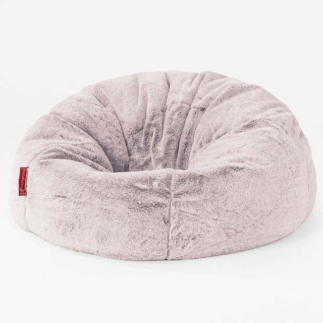 CloudSac Kids' Memory Foam Giant Children's Bean Bag - Faux Rabbit Fur Dusty Pink 01