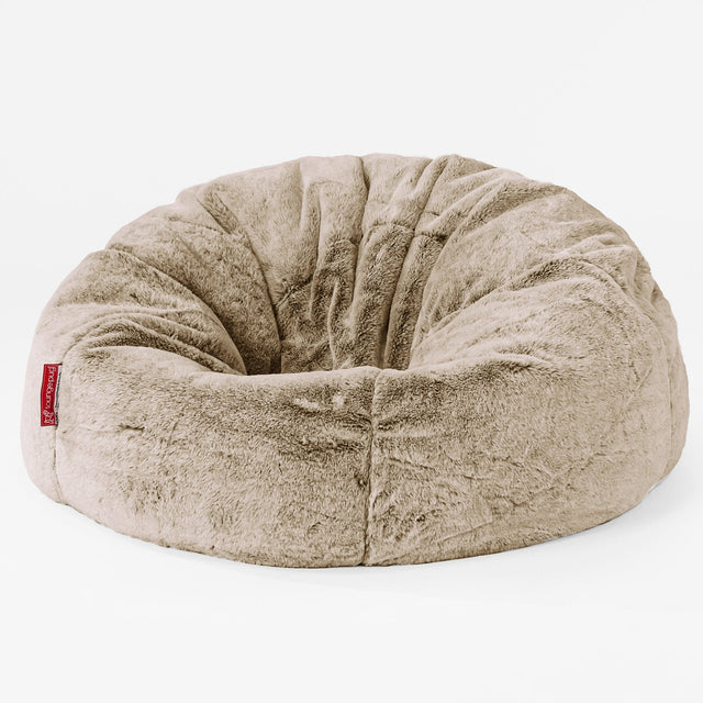 CloudSac Kids' Memory Foam Giant Children's Bean Bag - Faux Rabbit Fur Golden Brown 01