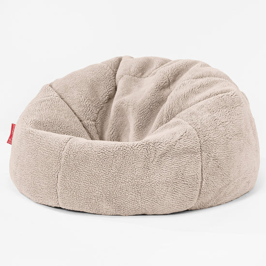 CloudSac Kids' Memory Foam Giant Children's Bean Bag - Teddy Faux Fur Mink 01