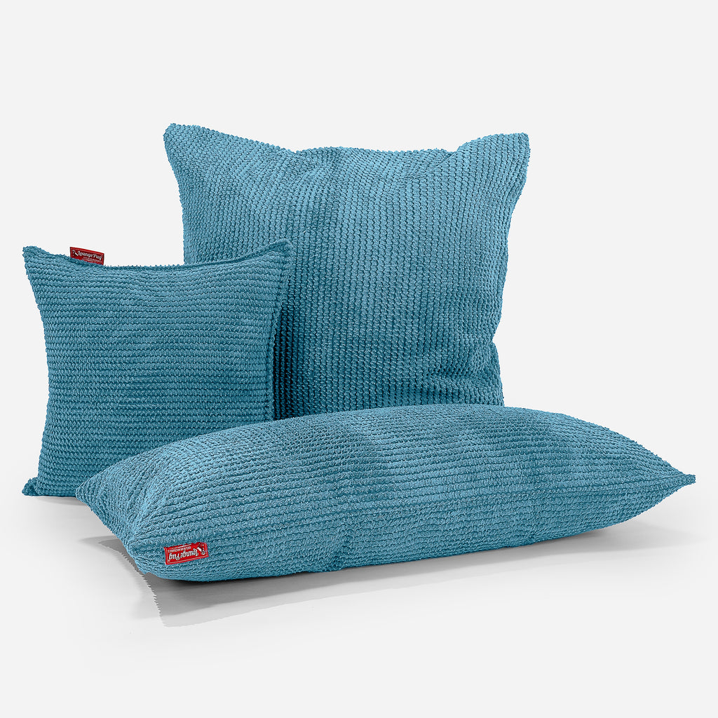 XL Rectangular Support Cushion with Memory Foam Inner 40 x 80cm - Pom Pom Aegean Blue 03
