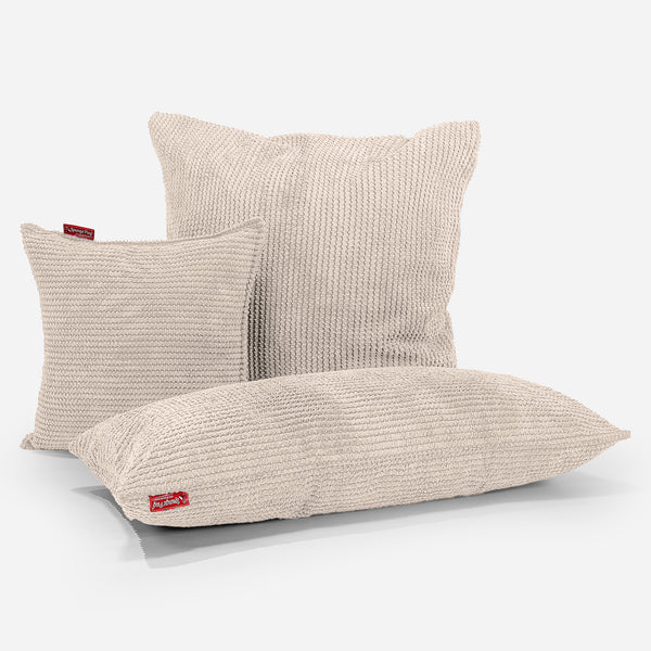 XL Rectangular Support Cushion Cover 40 x 70cm - Pom Pom Ivory Fabric Close-up Image