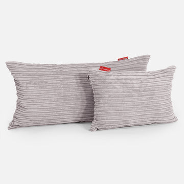 XL Rectangular Support Cushion Cover 40 x 80cm - Cord Aluminium Silver 03
