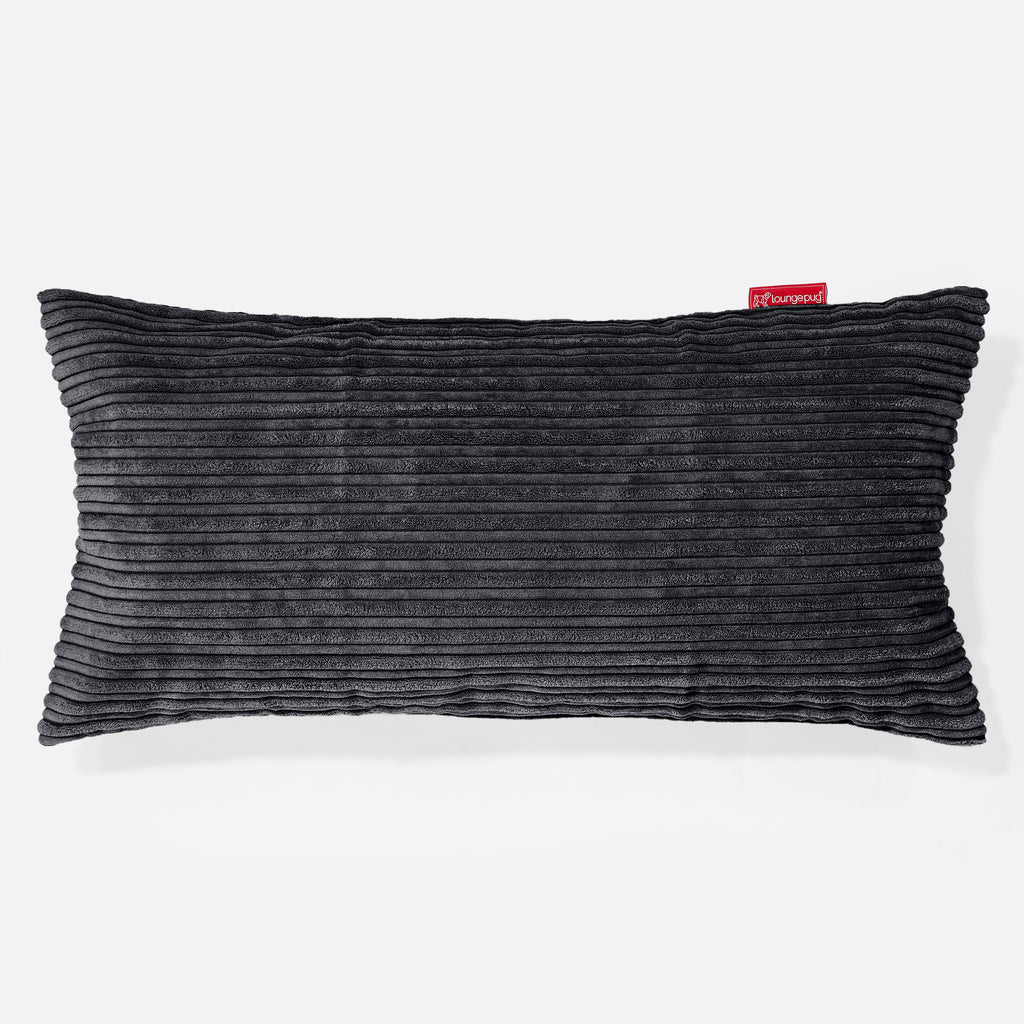 XL Rectangular Support Cushion with Memory Foam Inner 40 x 80cm - Cord Black 01