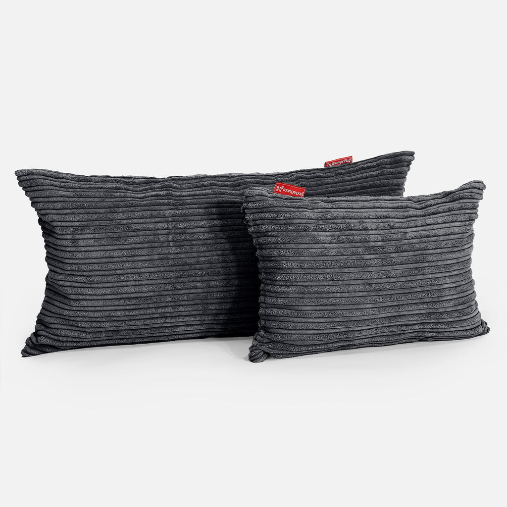XL Rectangular Support Cushion with Memory Foam Inner 40 x 80cm - Cord Black 03