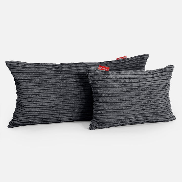 XL Rectangular Support Cushion Cover 40 x 70cm Cord Black