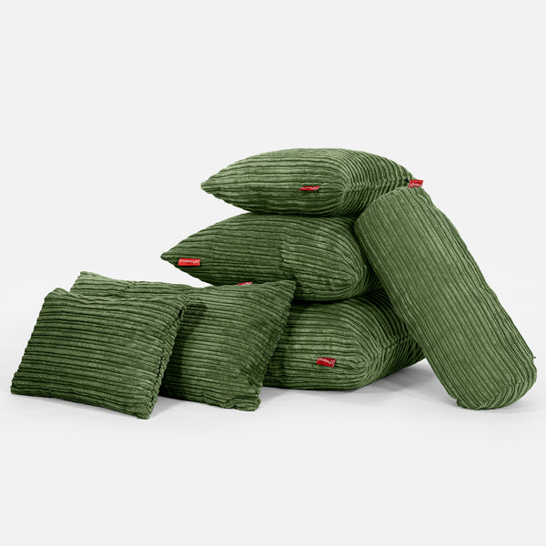 XL Rectangular Support Cushion Cover 40 x 70cm - Cord Forest Green Fabric Close-up Image