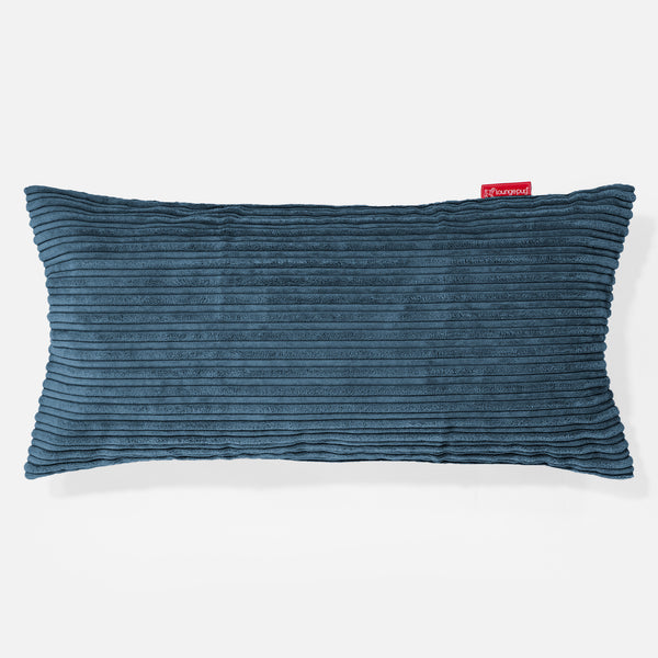 XL Rectangular Support Cushion with Memory Foam Inner 40 x 80cm - Cord Navy Blue 01