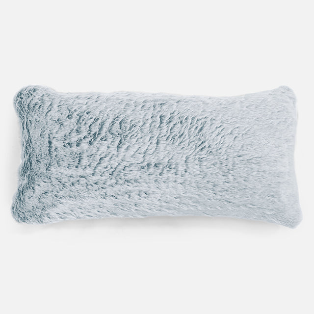 XL Rectangular Support Cushion 40 x 80cm - Faux Rabbit Fur Dusty Blue 01