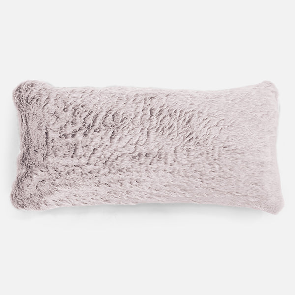 XL Rectangular Support Cushion 40 x 80cm - Faux Rabbit Fur Dusty Pink 01