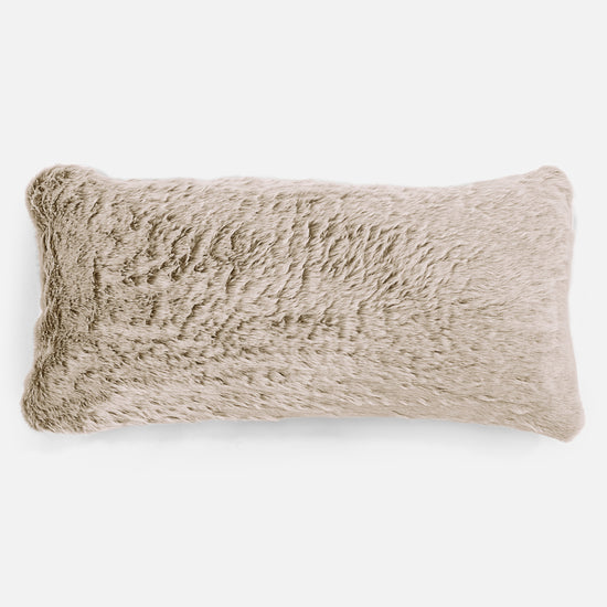 XL Rectangular Support Cushion 40 x 80cm - Faux Rabbit Fur Golden Brown 01