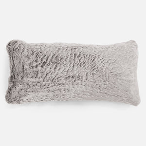 XL Rectangular Support Cushion Cover 40 x 70cm - Fluffy Faux Fur Rabbit Light Grey