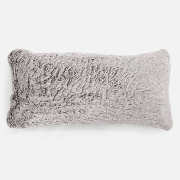XL Rectangular Support Cushion 40 x 80cm - Faux Rabbit Fur Light Grey 01