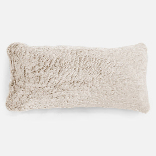 XL Rectangular Support Cushion 40 x 80cm - Faux Rabbit Fur White 01