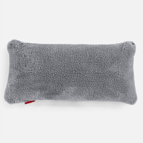 XL Rectangular Support Cushion with Memory Foam Inner 40 x 80cm - Teddy Faux Fur Dark Grey 01