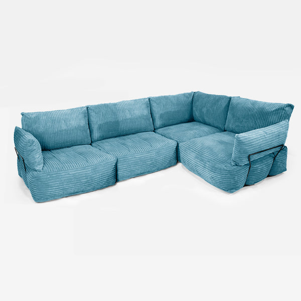 3 Seater Modular Corner Sofa - Cord Aegean Blue 01