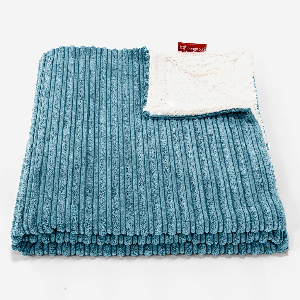 Sherpa Throw / Blanket - Cord Aegean Blue 01