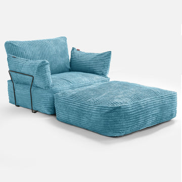 Single Seater Modular Sofa - Cord Aegean Blue 02