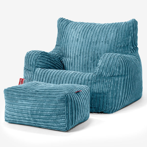 Bean Bag Armchair - Cord Aegean Blue 01