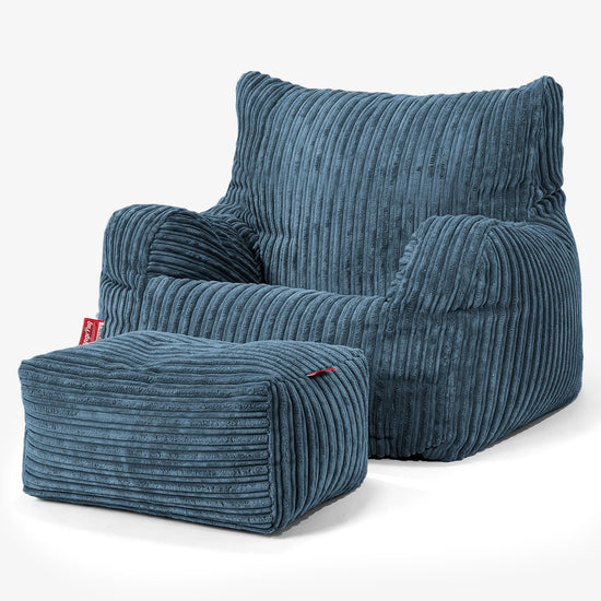 Bean Bag Armchair - Cord Navy Blue 02