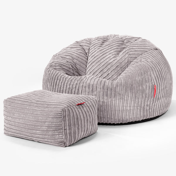 Classic Bean Bag Chair - Cord Aluminium Silver 01