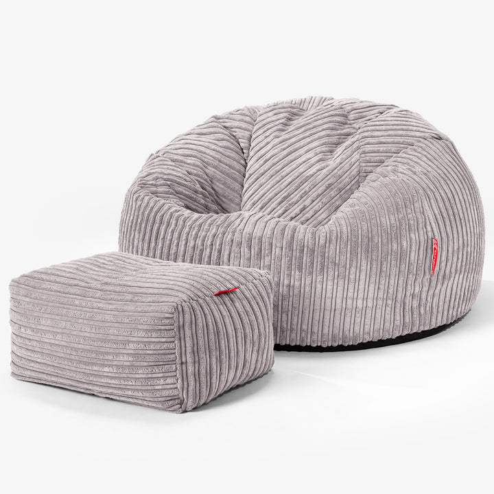 Classic Bean Bag Chair - Cord Aluminium Silver 02