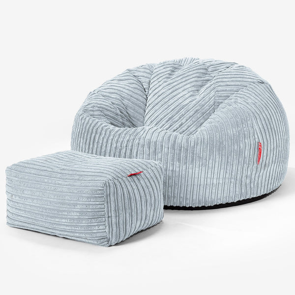 Classic Bean Bag Chair - Cord Baby Blue 01