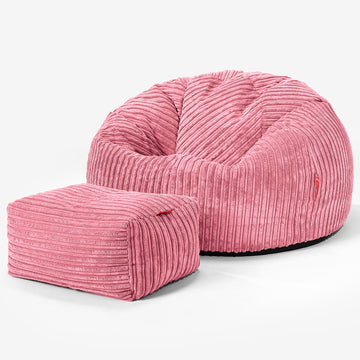 Classic Bean Bag Chair - Cord Coral Pink 02