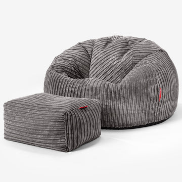 Classic Bean Bag Chair - Cord Graphite Grey 02